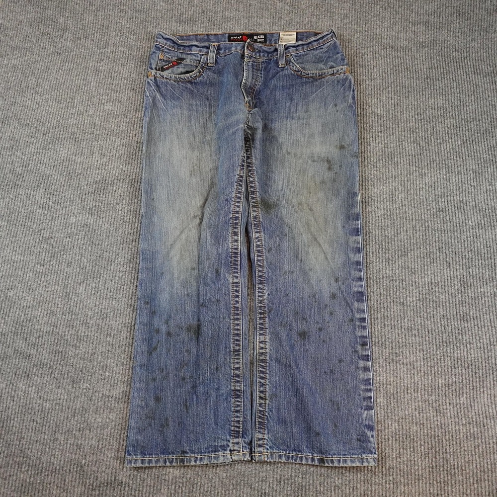 Ariat FR M4 Relaxed Boot Jeans Mens 35x30 (34x28) Blue FR Workwear Denim